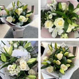 Beautifully Simple White Rose and Lily Bouquet