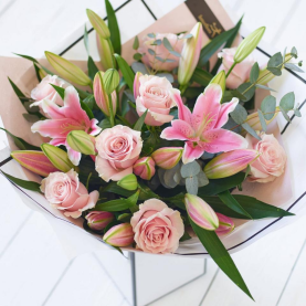 Beautifully Simple Luxury Pink Rose and Lily Bouquet