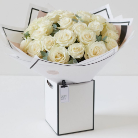 Beautifully Simple Luxury White Rose Bouquet