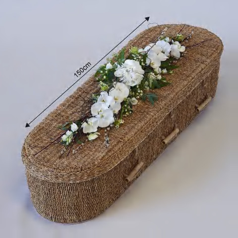 White and Green Eco-friendly Casket Tribute